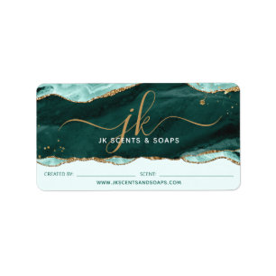 Turquoise Agate Geode Monogram Candle Soap Label