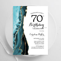 Turquoise Agate Gold White 70th Birthday