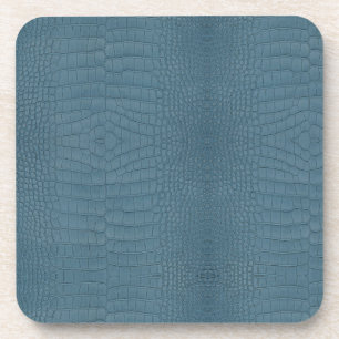 Turquoise Alligator Leather Print Coaster