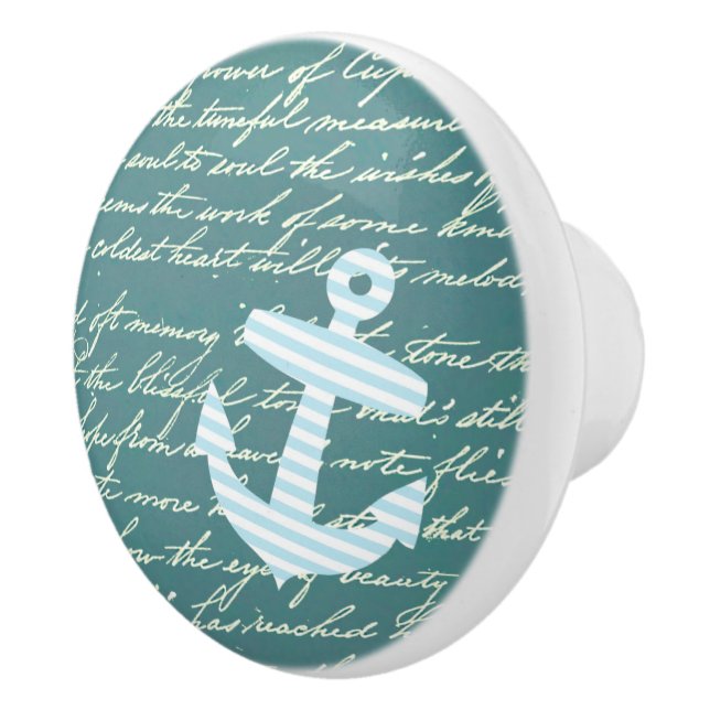 Turquoise Anchor Nautical Drawer knob (Right)