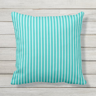 Turquoise and Aqua Vertical Stripes Cushion