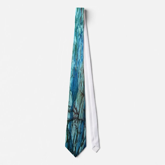 Turquoise and Auqua Marine abstract design tie (Front)