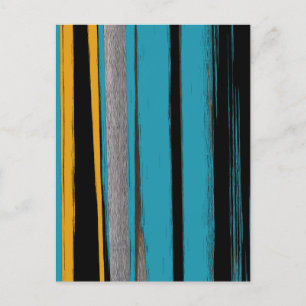 Turquoise And Black - Abstract Art Stripes Postcard