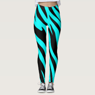Turquoise and Black animal print Leggings