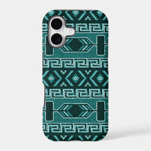 Turquoise And Black Aztec Pattern Phone Case