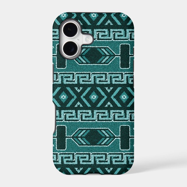 Turquoise And Black Aztec Pattern Phone Case (Back)