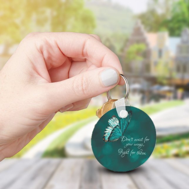 Turquoise and black butterfly Keychain (Creator Uploaded)