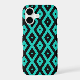 Turquoise and black diamond pattern