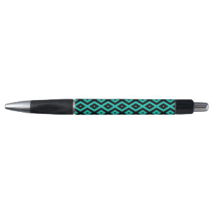 Turquoise and black diamond pattern