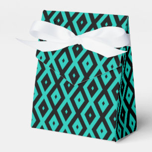 Turquoise and black diamond pattern favour box