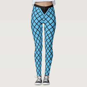Turquoise and Black Diamond Pattern Leggings