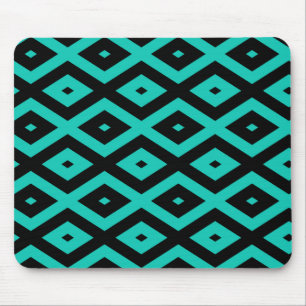 Turquoise and black diamond pattern mouse pad