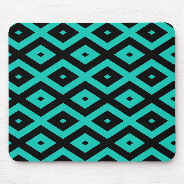 Turquoise and black diamond pattern mouse pad (Front)