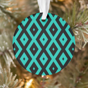 Turquoise and black diamond pattern ornament