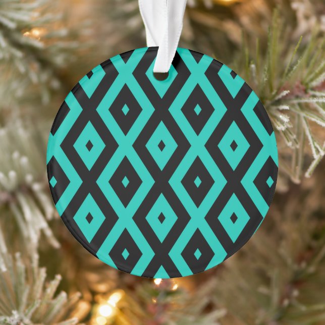 Turquoise and black diamond pattern ornament (Tree)