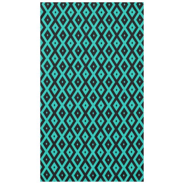 Turquoise and black diamond pattern tablecloth (Front)