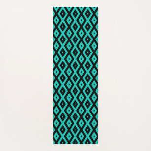 Turquoise and black diamond pattern yoga mat