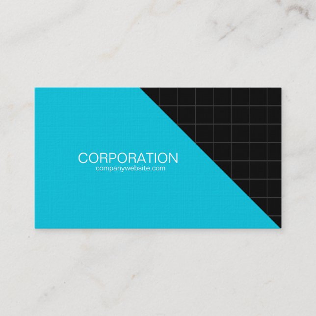 Turquoise and black grid cool business card (Front)