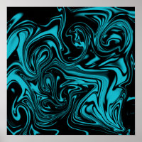 Turquoise And Black Liquid Art Abstract Poster