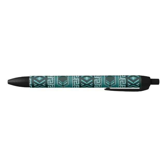 Turquoise And Black  Southwest Aztec Print Pattern Ink Pen (Bottom)