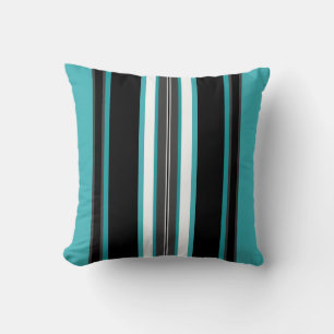 Turquoise and Black Stripes  Cushion