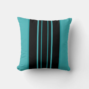 Turquoise and Black Stripes Cushion