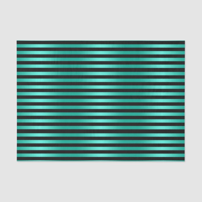 Turquoise and Black Stripes Tissue Paper (Front)