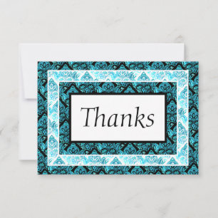 Turquoise and black Thank You Card