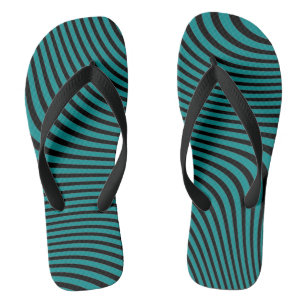 Turquoise and Black Wavy Background Thongs