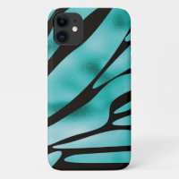 Turquoise and Black Zebra Animal Stripes