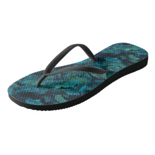 Turquoise and Blue Marble Abstract Thongs