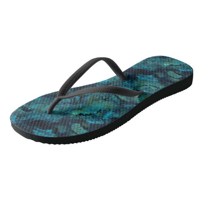 Turquoise and Blue Marble Abstract Thongs (Angled)