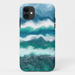 Turquoise and Blue Ocean Waves   iPhone 11 Case