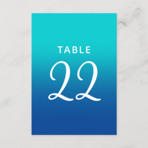 Turquoise and Blue Ombre Wedding Table Numbers