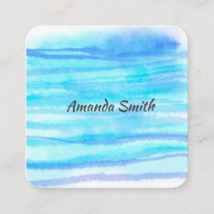 turquoise and blue painted  abstract original square business card