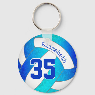 turquoise and blue personalized girly volleyball key ring