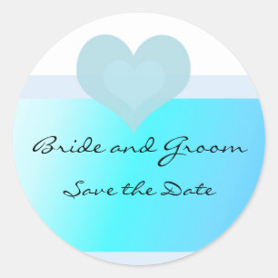 Turquoise and Blue Save the Date Classic Round Sticker