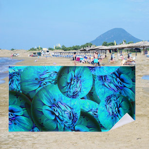  Turquoise and blue spheres in 3D optics  Beach Towel