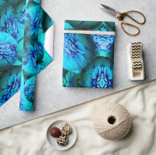 Turquoise and blue spheres in 3D optics Wrapping Paper