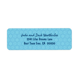 Turquoise and Blue Stars Wedding G220 Return Address Label