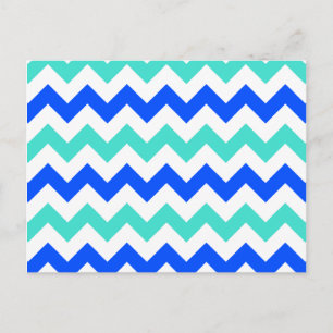 Turquoise and Blue Zigzag Postcard