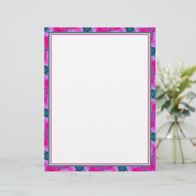 Turquoise And Bright Pink Custom Letterhead (Standing Front)