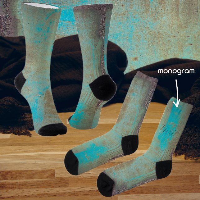 Turquoise and brown abstract socks (Creator Uploaded)