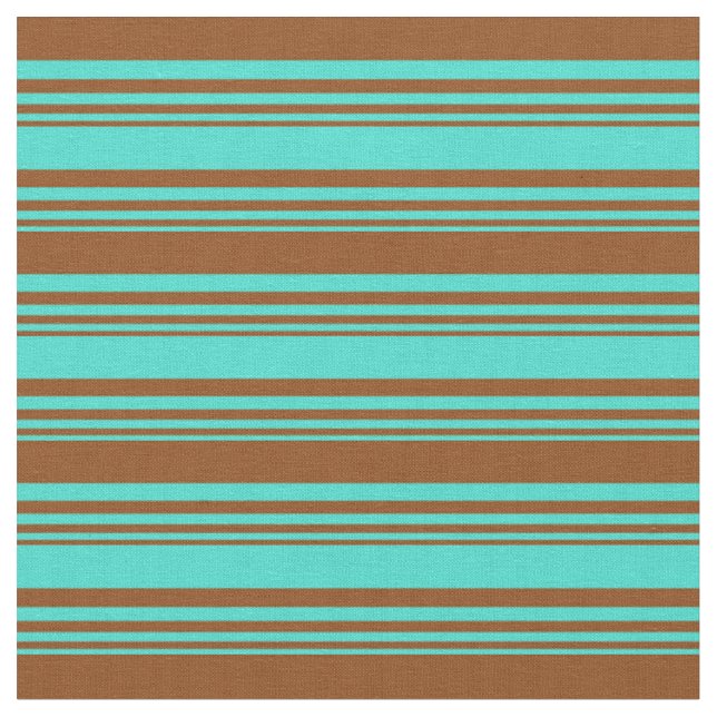 Turquoise and Brown Coloured Pattern Fabric (Close Up)