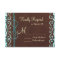 Turquoise and Brown Country Wedding RSVP Cards