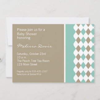 Turquoise and Brown Diamond Invitation