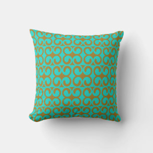 Turquoise and Brown Elegant Pattern Cushion