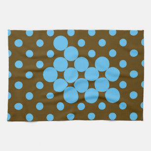 Turquoise and brown polka dots placemat tea towel