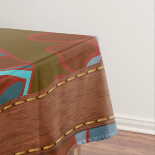 Turquoise and Brown, Retro Tablecloth
