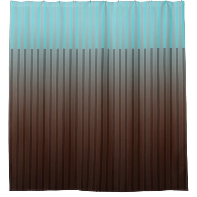 Turquoise and Brown Stripe Shower Curtain (Front)